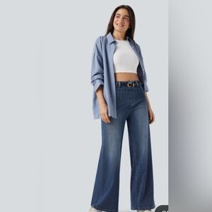 HALARA high waisted tummy control wide leg casual jeans